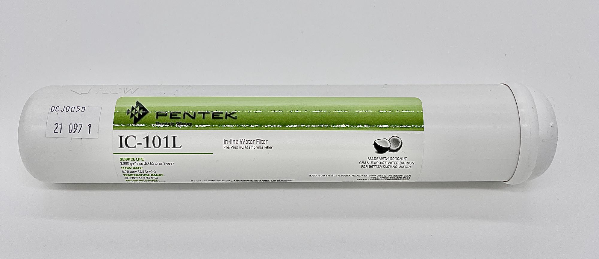 Pentek IC-101L Nachkohlefilter - 2x 1/4" Anschlüsse (z.b. als letzte Stufe von Osmoseanlagen)